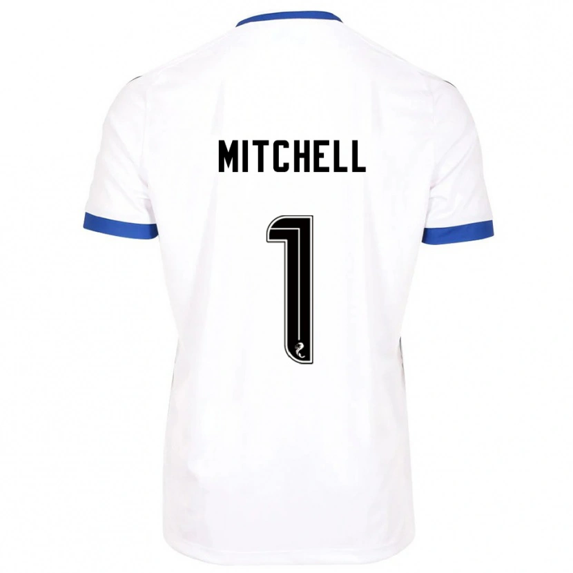 Danxen Hombre Camiseta Ellie Mitchell #1 Blanco Azul 2ª Equipación 2025/26 La Camisa