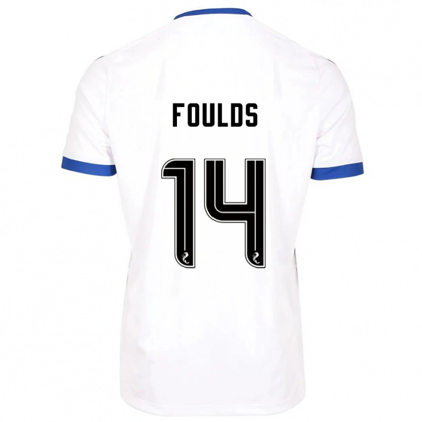 Danxen Hombre Camiseta Matty Foulds #14 Blanco Azul 2ª Equipación 2025/26 La Camisa