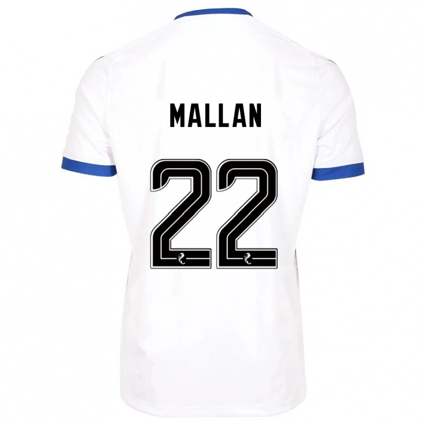 Danxen Hombre Camiseta Stevie Mallan #22 Blanco Azul 2ª Equipación 2025/26 La Camisa