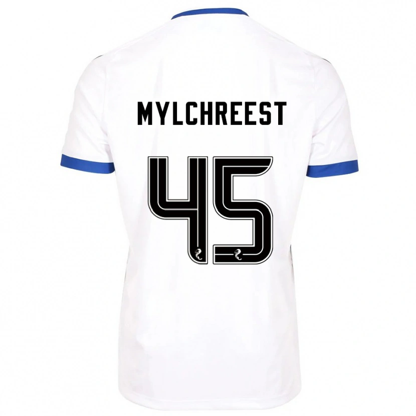 Danxen Hombre Camiseta Jackson Mylchreest #45 Blanco Azul 2ª Equipación 2025/26 La Camisa