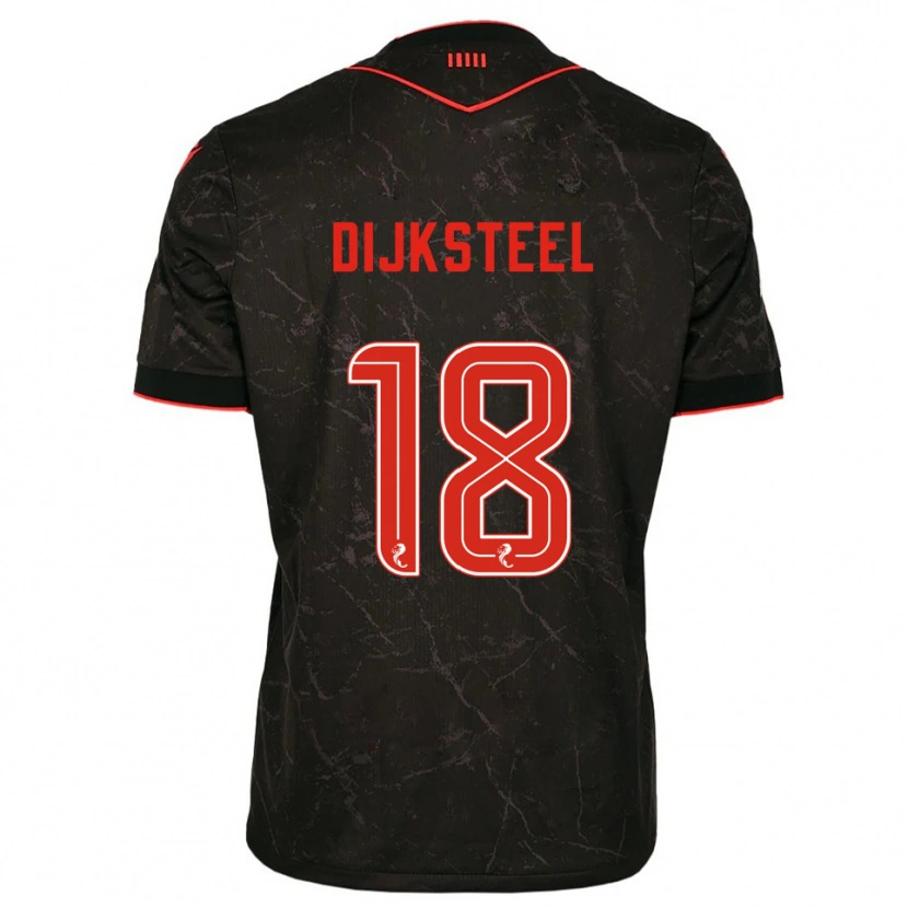 Danxen Hombre Camiseta Malik Dijksteel #18 Negro Rojo 2ª Equipación 2025/26 La Camisa