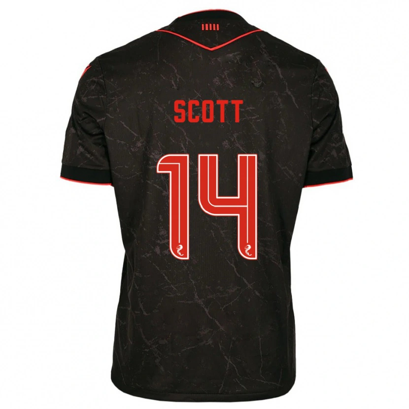 Danxen Hombre Camiseta James Scott #14 Negro Rojo 2ª Equipación 2025/26 La Camisa