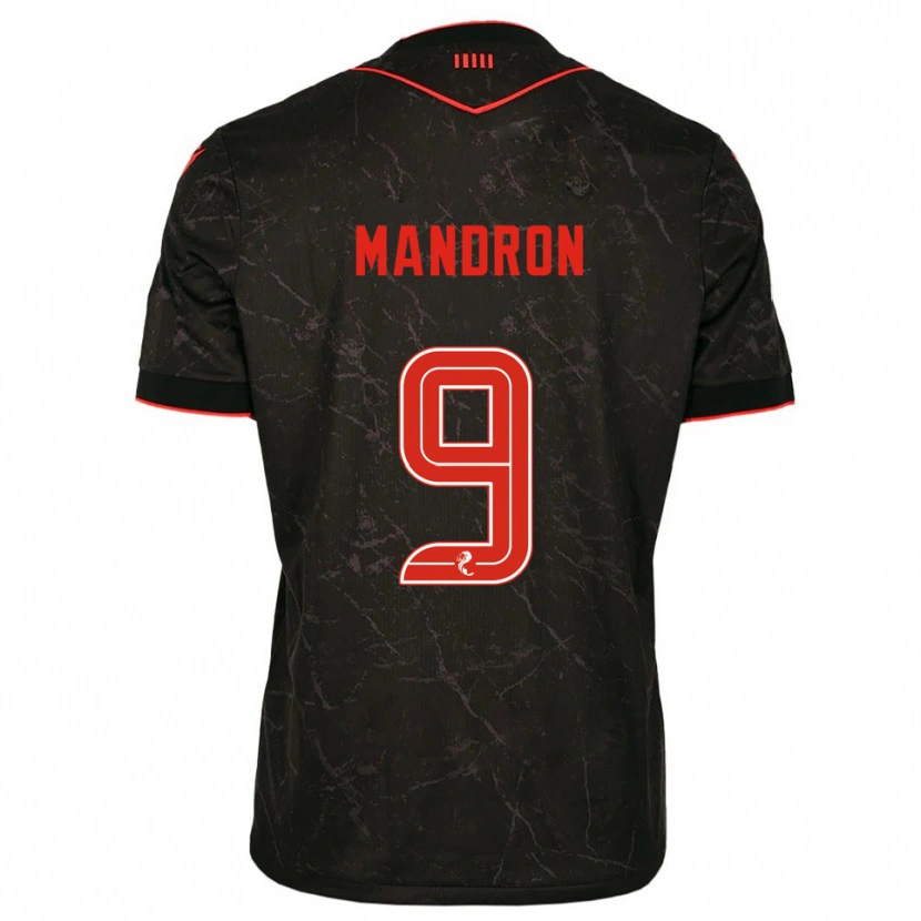 Danxen Hombre Camiseta Mikael Mandron #9 Negro Rojo 2ª Equipación 2025/26 La Camisa