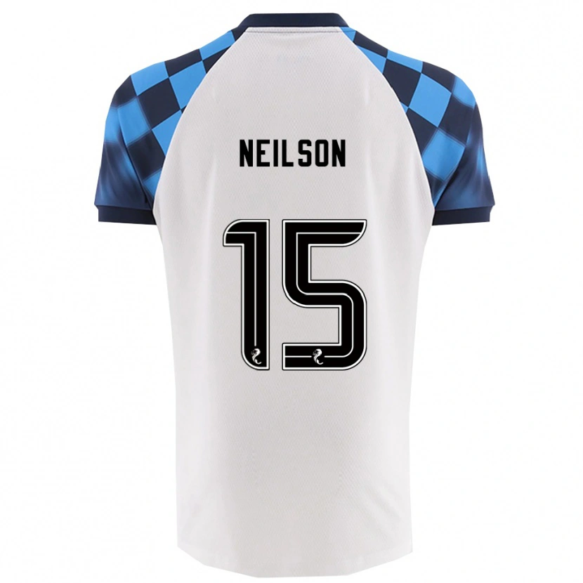 Danxen Hombre Camiseta Lewis Neilson #15 Blanco Celeste 2ª Equipación 2025/26 La Camisa