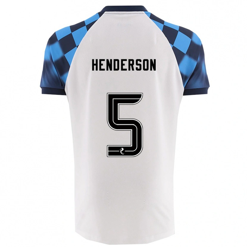 Danxen Hombre Camiseta Liam Henderson #5 Blanco Celeste 2ª Equipación 2025/26 La Camisa