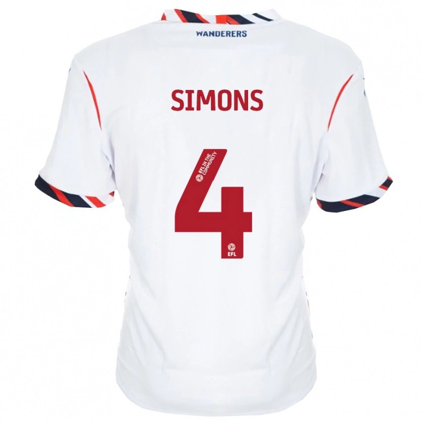 Danxen Mujer Camiseta Xavier Simons #4 Blanco Rojo 1ª Equipación 2025/26 La Camisa