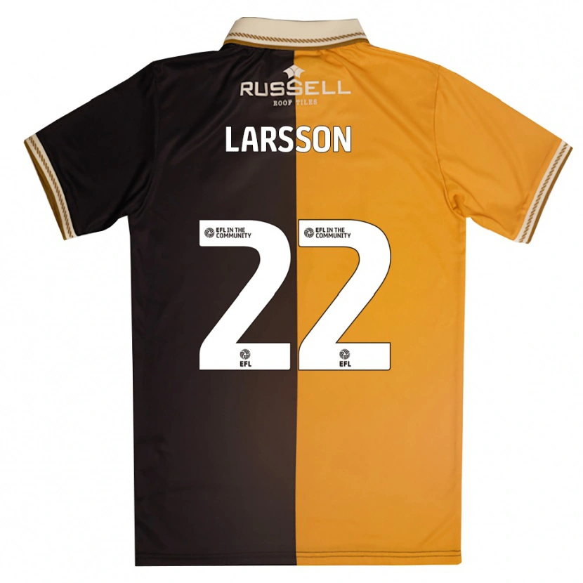 Danxen Mujer Camiseta Julian Larsson #22 Amarillo Negro 1ª Equipación 2025/26 La Camisa