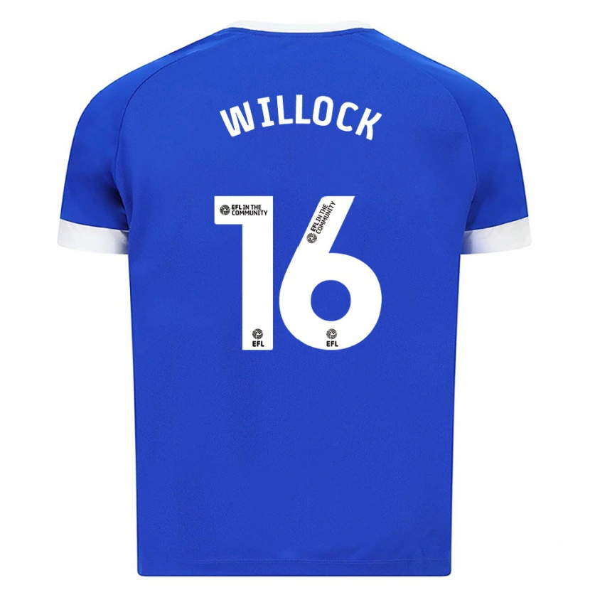 Danxen Mujer Camiseta Chris Willock #16 Azul Blanco 1ª Equipación 2025/26 La Camisa