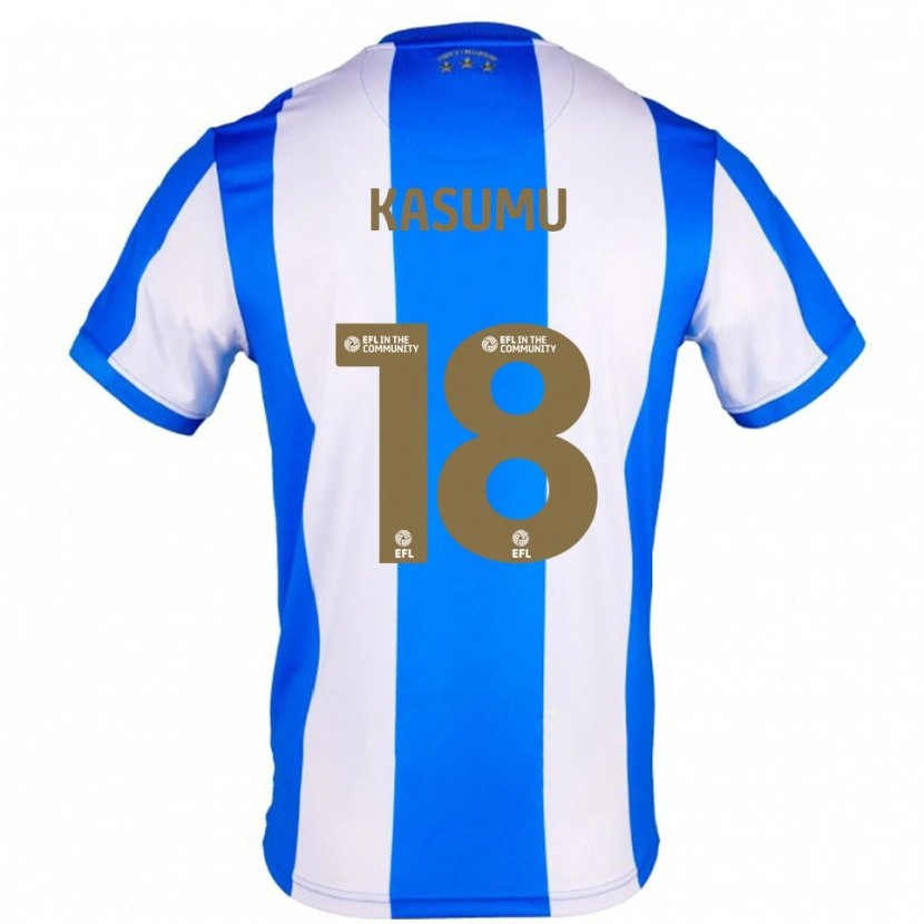 Danxen Mujer Camiseta David Kasumu #18 Azul Blanco 1ª Equipación 2025/26 La Camisa