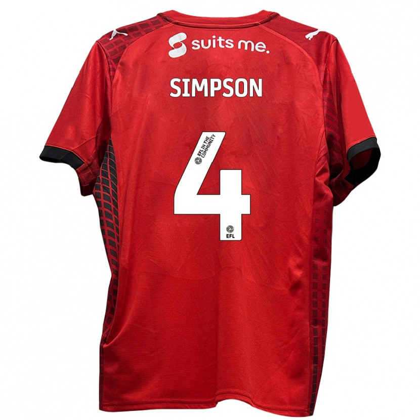 Danxen Mujer Camiseta Jack Simpson #4 Rojo Negro 1ª Equipación 2025/26 La Camisa