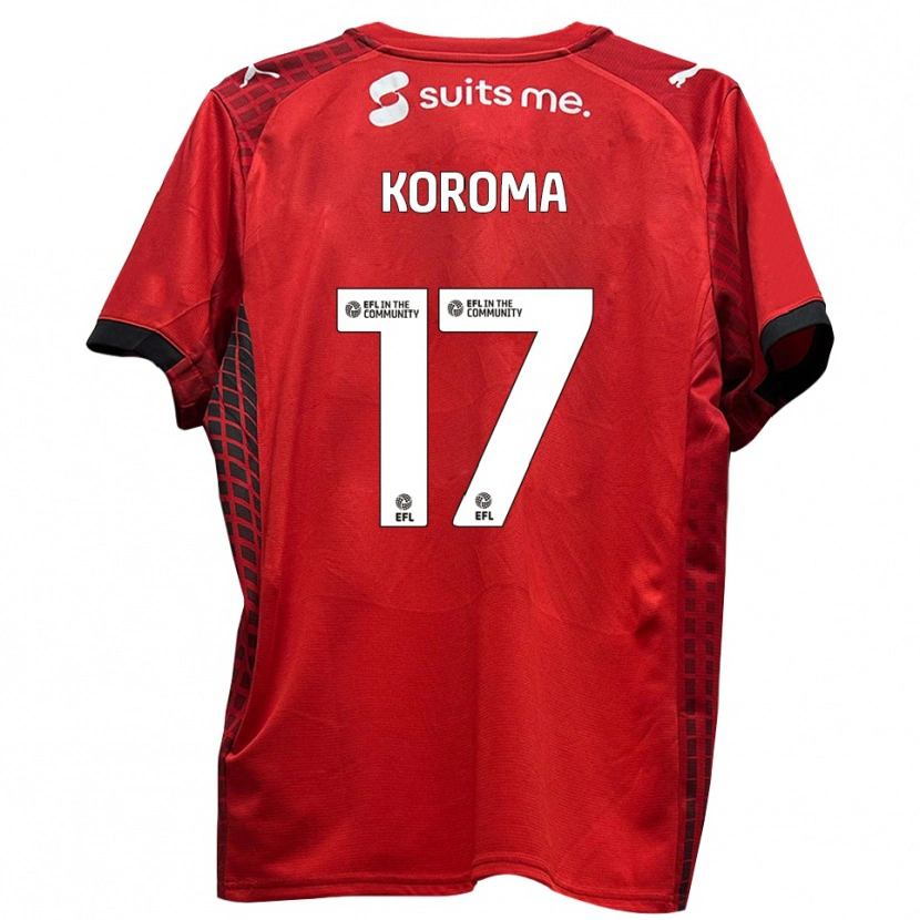 Danxen Mujer Camiseta Josh Koroma #17 Rojo Negro 1ª Equipación 2025/26 La Camisa
