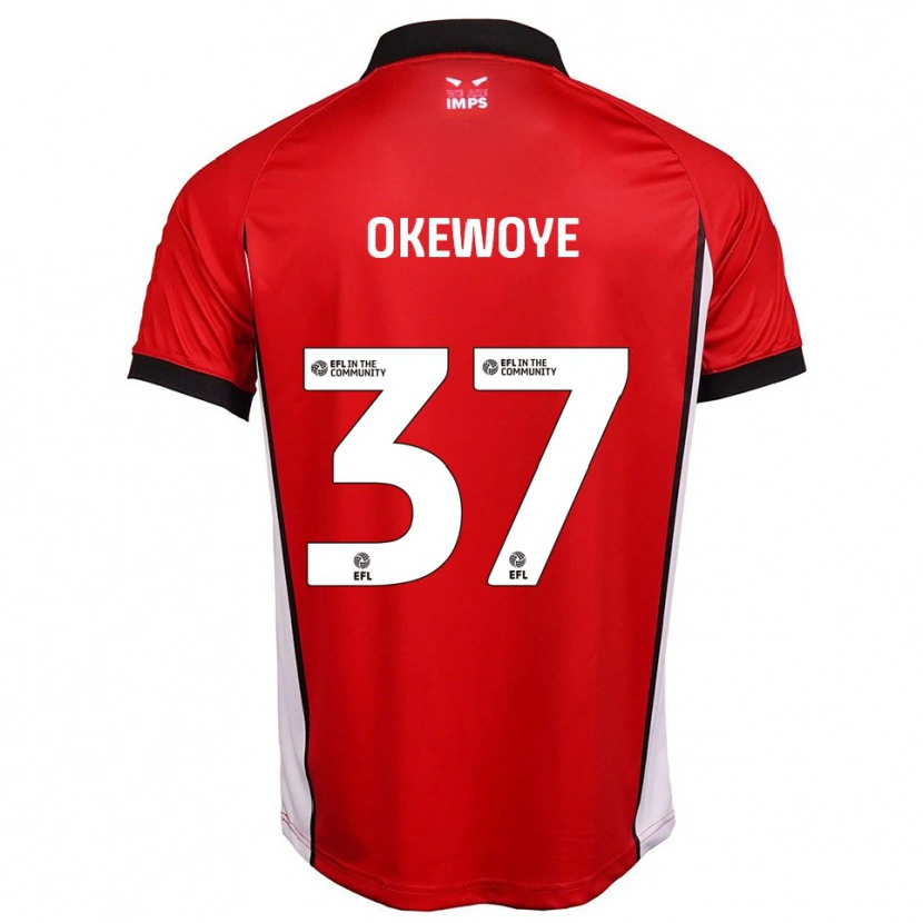 Danxen Mujer Camiseta Gbolahan Okewoye #37 Rojo Blanco 1ª Equipación 2025/26 La Camisa