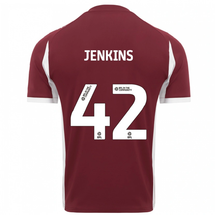 Danxen Mujer Camiseta Leo Jenkins #42 Borgoña Blanco 1ª Equipación 2025/26 La Camisa