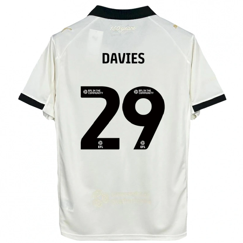 Danxen Mujer Camiseta Arron Davies #29 Blanco Hueso Negro 1ª Equipación 2025/26 La Camisa