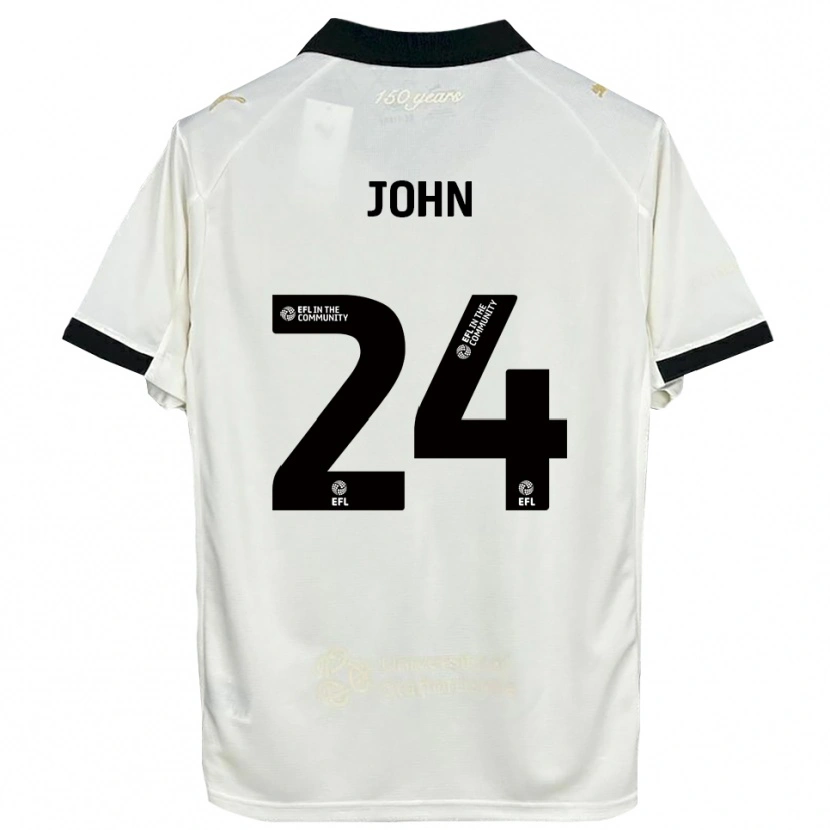 Danxen Mujer Camiseta Kyle John #24 Blanco Hueso Negro 1ª Equipación 2025/26 La Camisa