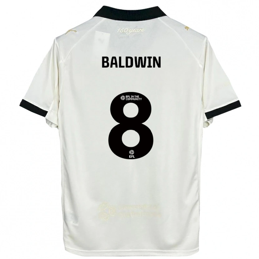 Danxen Mujer Camiseta Meg Baldwin #8 Blanco Hueso Negro 1ª Equipación 2025/26 La Camisa