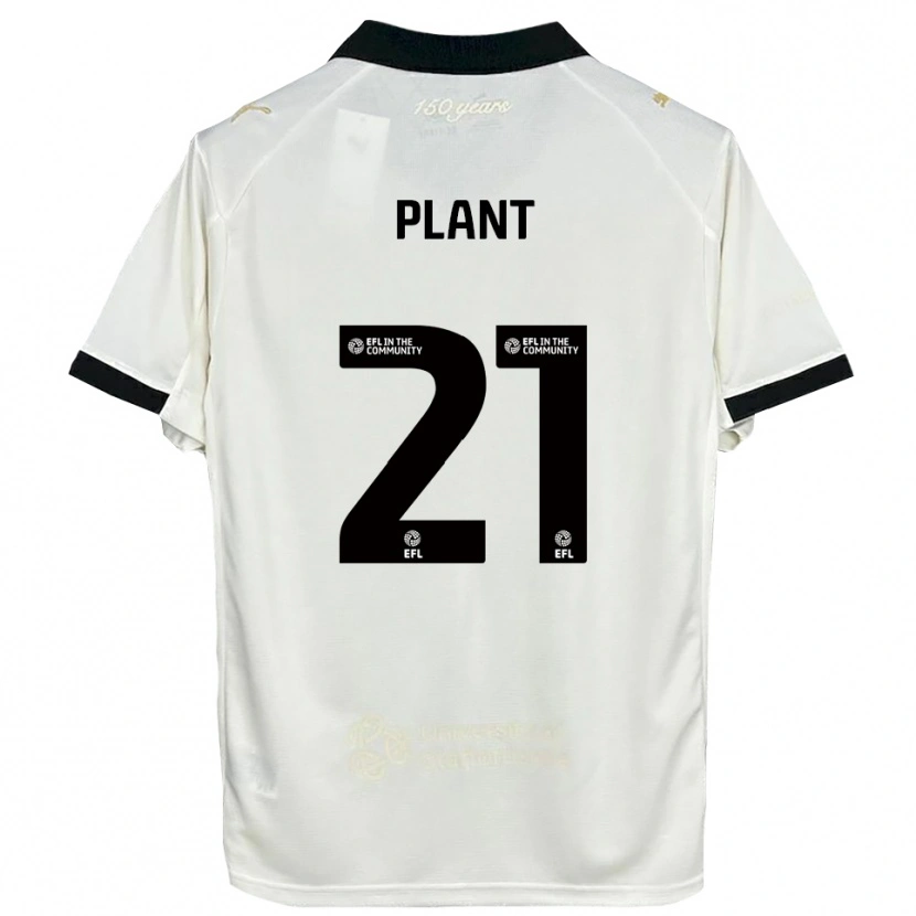 Danxen Mujer Camiseta James Plant #21 Blanco Hueso Negro 1ª Equipación 2025/26 La Camisa