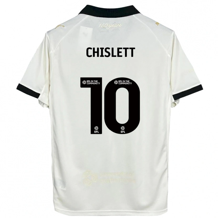 Danxen Mujer Camiseta Ethan Chislett #10 Blanco Hueso Negro 1ª Equipación 2025/26 La Camisa