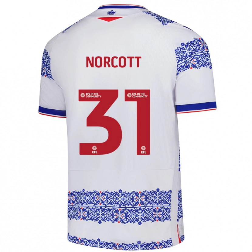 Danxen Mujer Camiseta Tom Norcott #31 Blanco Azul 1ª Equipación 2025/26 La Camisa