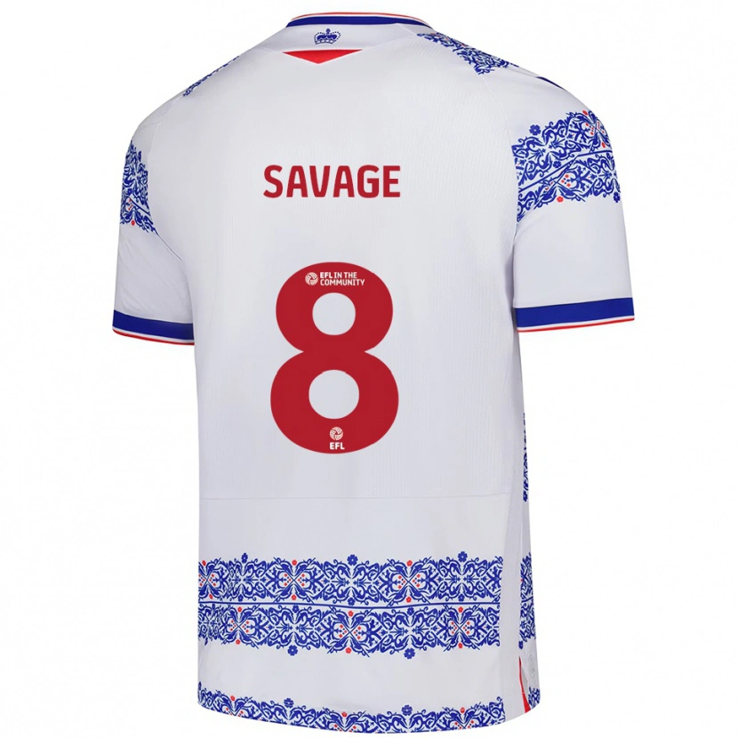 Danxen Mujer Camiseta Charlie Savage #8 Blanco Azul 1ª Equipación 2025/26 La Camisa