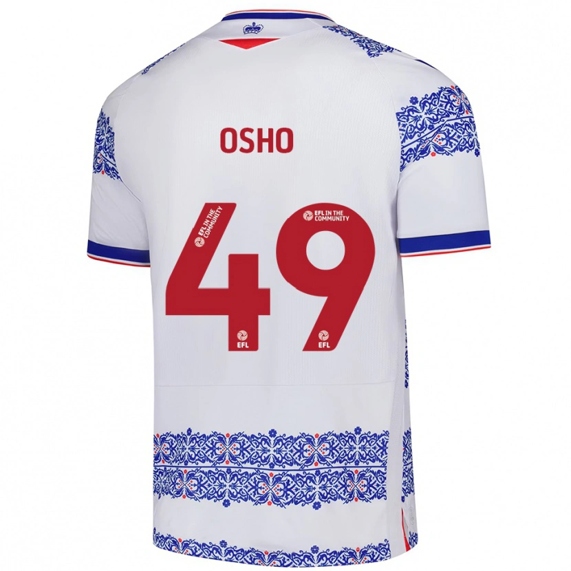 Danxen Mujer Camiseta Emmanuel Osho #49 Blanco Azul 1ª Equipación 2025/26 La Camisa
