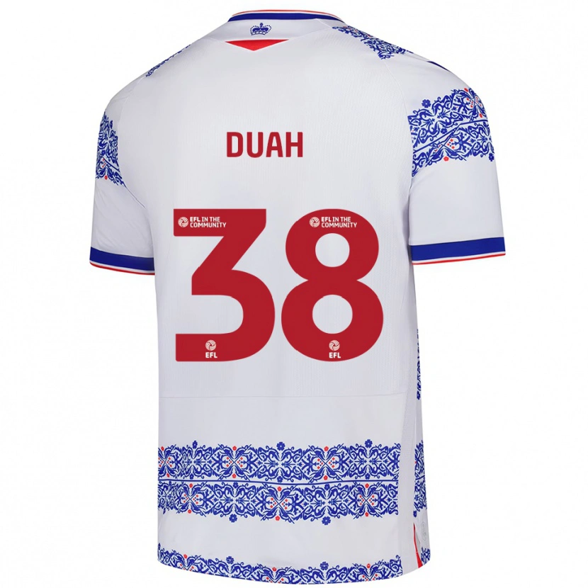 Danxen Mujer Camiseta Philip Duah #38 Blanco Azul 1ª Equipación 2025/26 La Camisa