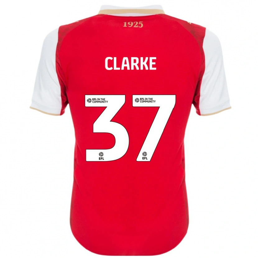 Danxen Mujer Camiseta James Clarke #37 Rojo Blanco 1ª Equipación 2025/26 La Camisa