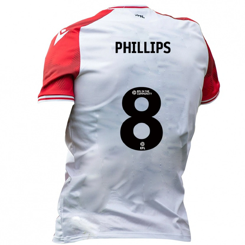 Danxen Mujer Camiseta Daniel Phillips #8 Blanco Rojo 1ª Equipación 2025/26 La Camisa