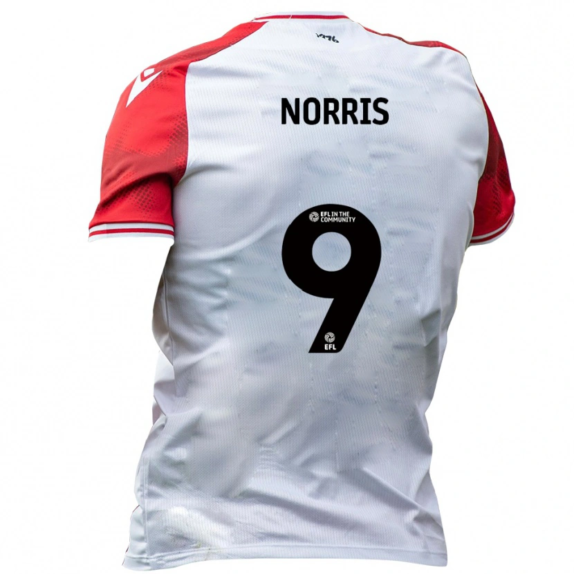 Danxen Mujer Camiseta Frank Norris #9 Blanco Rojo 1ª Equipación 2025/26 La Camisa