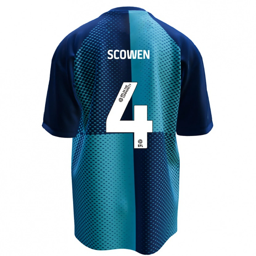 Danxen Mujer Camiseta Josh Scowen #4 Azul Celeste 1ª Equipación 2025/26 La Camisa