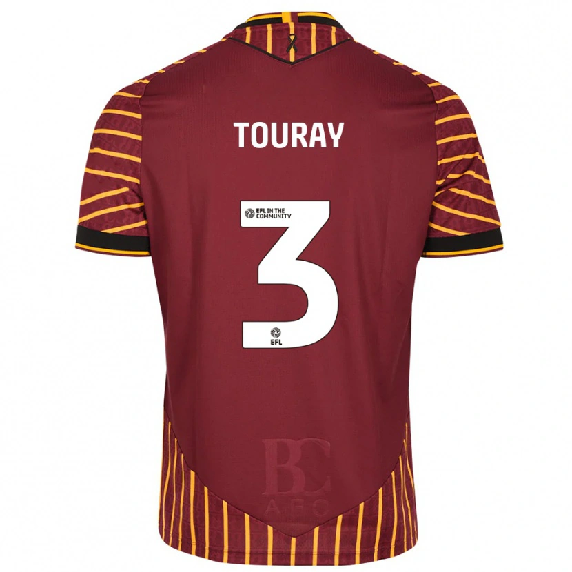 Danxen Mujer Camiseta Ibou Touray #3 Naranja Borgoña 1ª Equipación 2025/26 La Camisa