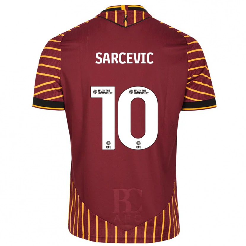 Danxen Mujer Camiseta Antoni Sarcevic #10 Naranja Borgoña 1ª Equipación 2025/26 La Camisa