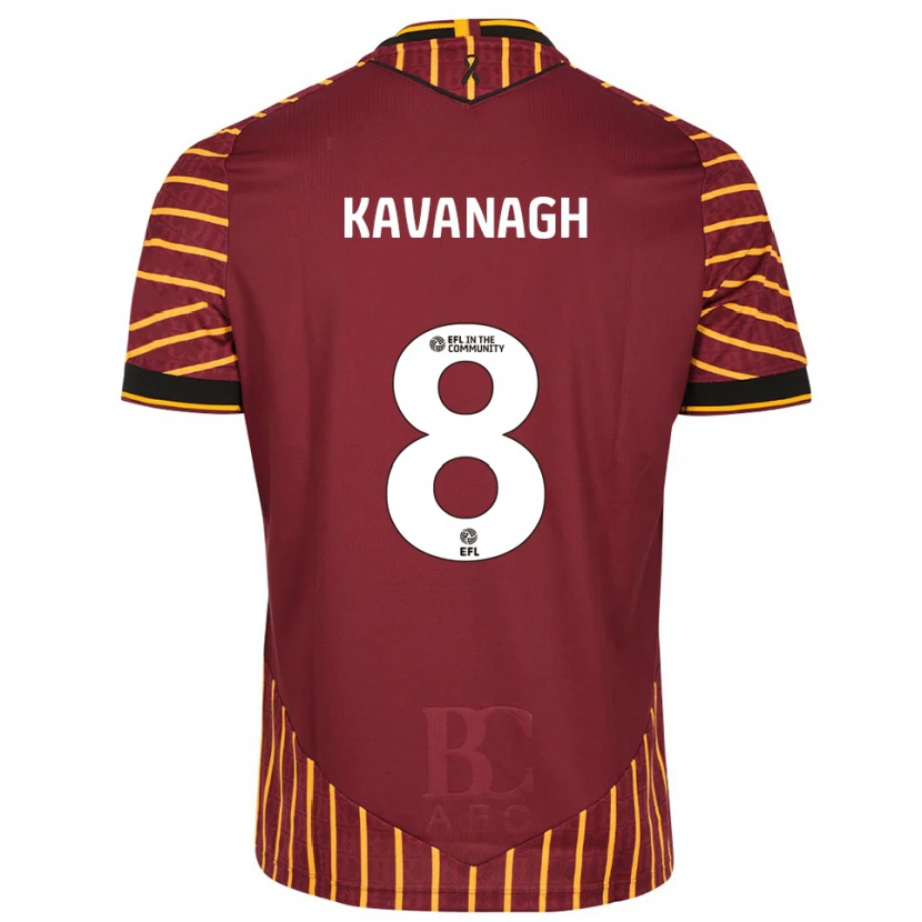 Danxen Mujer Camiseta Calum Kavanagh #8 Naranja Borgoña 1ª Equipación 2025/26 La Camisa