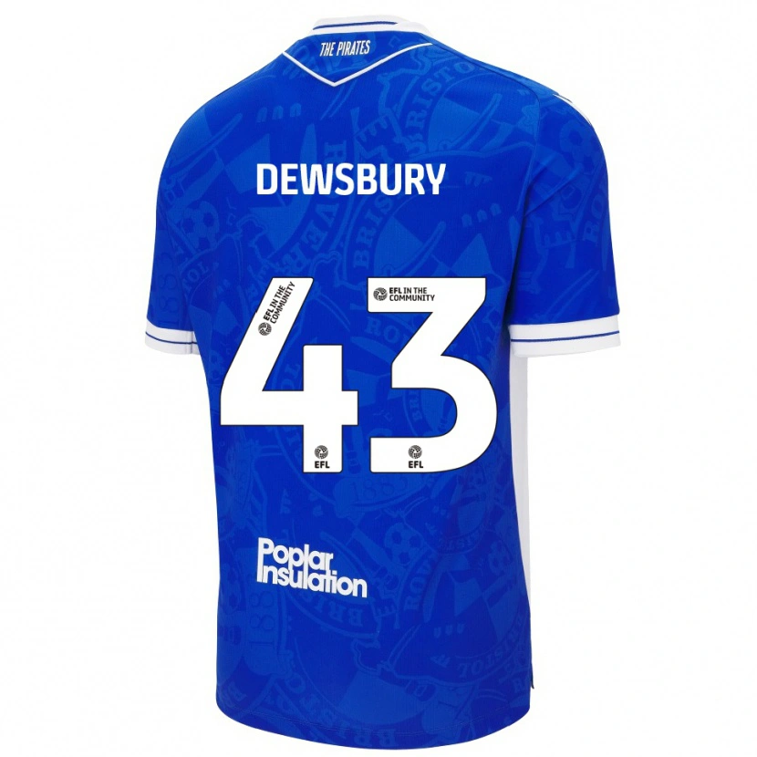 Danxen Mujer Camiseta Ollie Dewsbury #43 Azul Blanco 1ª Equipación 2025/26 La Camisa