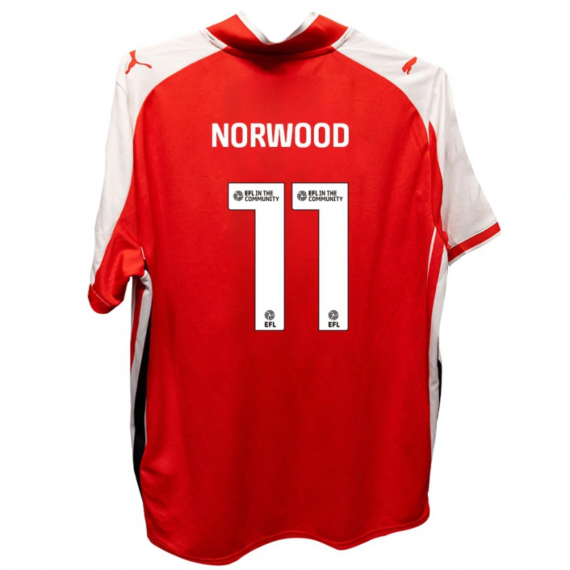 Danxen Mujer Camiseta James Norwood #11 Rojo Blanco 1ª Equipación 2025/26 La Camisa