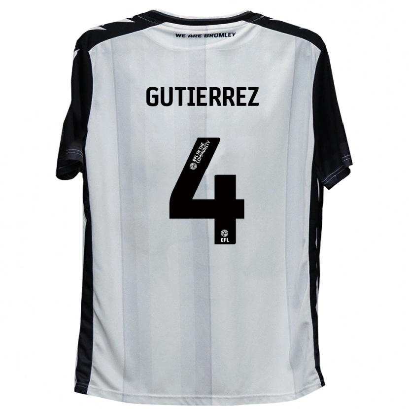Danxen Mujer Camiseta William Gutierrez #4 Blanco Negro 1ª Equipación 2025/26 La Camisa