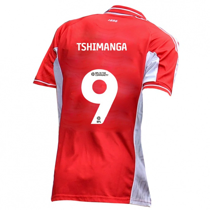 Danxen Mujer Camiseta Kabongo Tshimanga #9 Rojo Blanco 1ª Equipación 2025/26 La Camisa