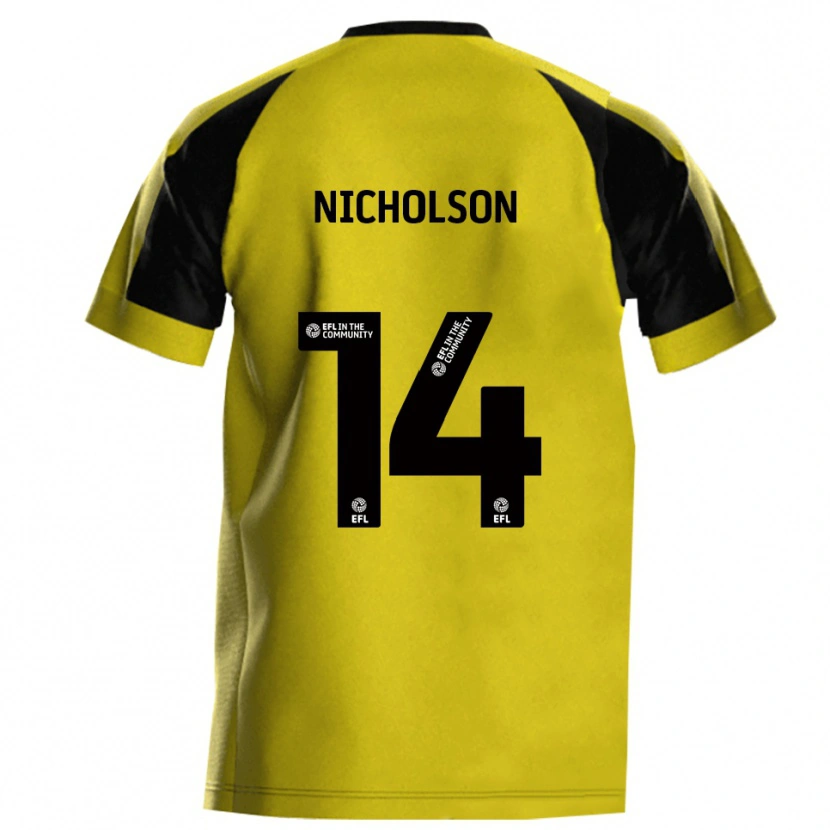 Danxen Mujer Camiseta Charlie Nicholson #14 Amarillo Gris 1ª Equipación 2025/26 La Camisa