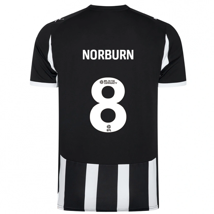 Danxen Mujer Camiseta Oliver Norburn #8 Blanco Negro 1ª Equipación 2025/26 La Camisa