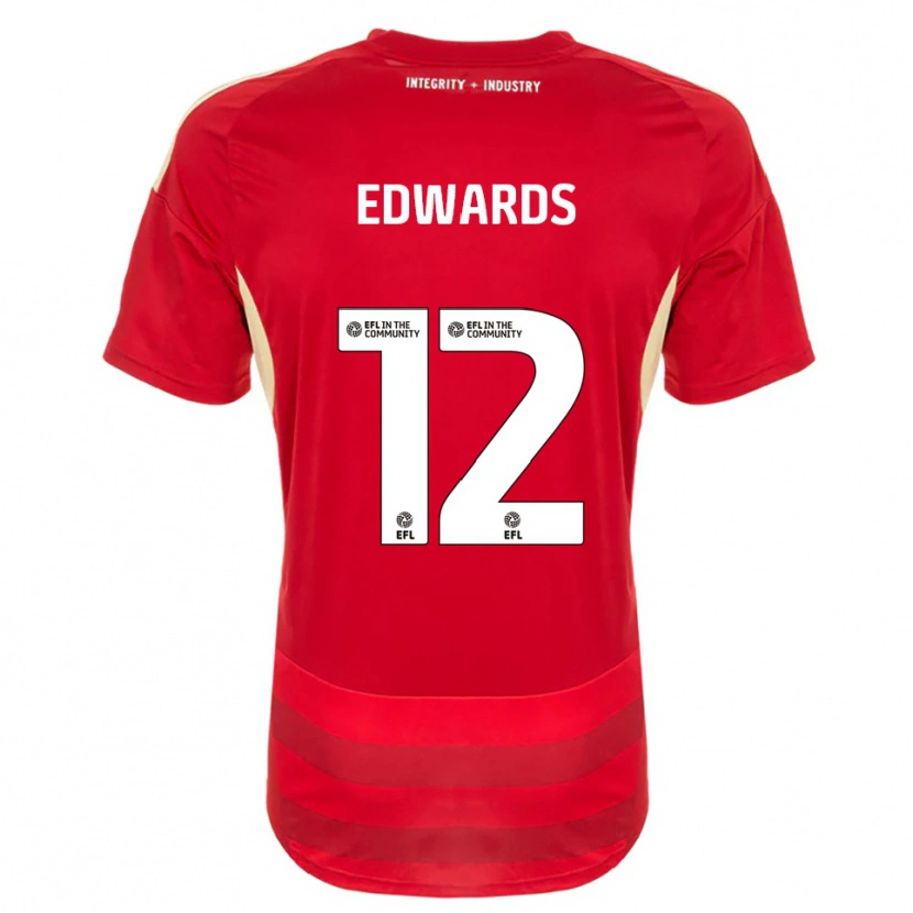 Danxen Mujer Camiseta Tom Edwards #12 Rojo Blanco 1ª Equipación 2025/26 La Camisa