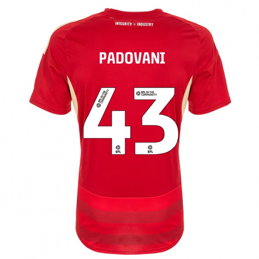Danxen Mujer Camiseta Bruno Padovani #43 Rojo Blanco 1ª Equipación 2025/26 La Camisa