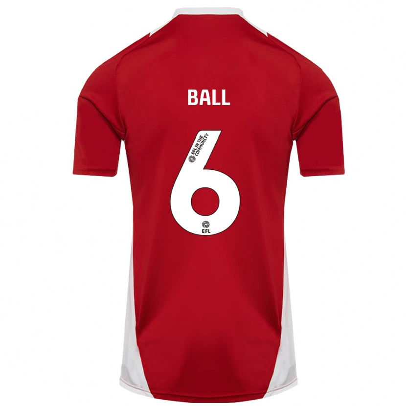 Danxen Mujer Camiseta James Ball #6 Rojo Blanco Dorado 1ª Equipación 2025/26 La Camisa