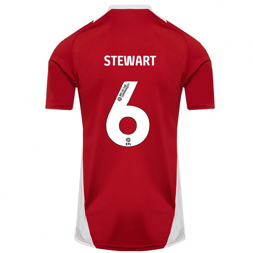 Danxen Mujer Camiseta Alistair Stewart #6 Rojo Blanco Dorado 1ª Equipación 2025/26 La Camisa