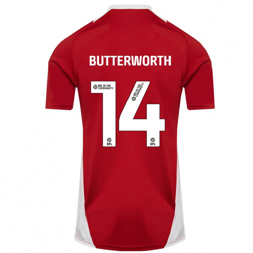 Danxen Mujer Camiseta Daniel Butterworth #14 Rojo Blanco Dorado 1ª Equipación 2025/26 La Camisa