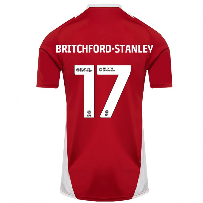 Danxen Mujer Camiseta Conor Britchford-Stanley #17 Rojo Blanco Dorado 1ª Equipación 2025/26 La Camisa