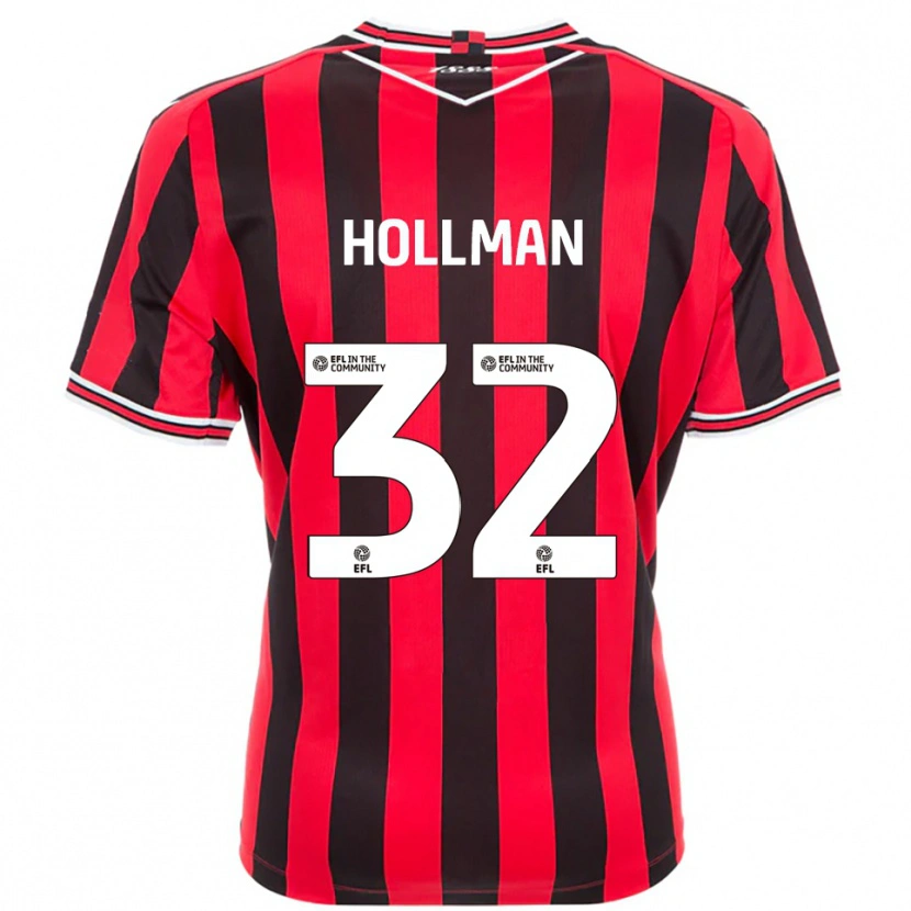 Danxen Mujer Camiseta Jake Hollman #32 Rojo Negro 1ª Equipación 2025/26 La Camisa