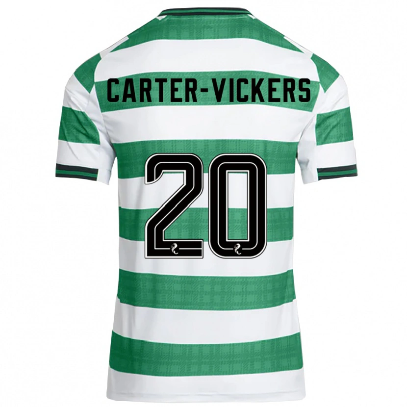 Danxen Mujer Camiseta Cameron Carter-Vickers #20 Verde Blanco 1ª Equipación 2025/26 La Camisa