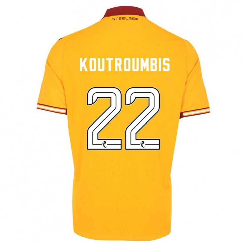 Danxen Mujer Camiseta John Koutroumbis #22 Amarillo Borgoña 1ª Equipación 2025/26 La Camisa