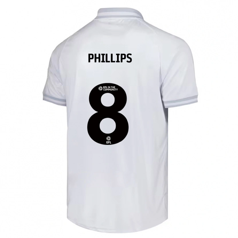 Danxen Mujer Camiseta Adam Phillips #8 Blanco Gris Negro 2ª Equipación 2025/26 La Camisa