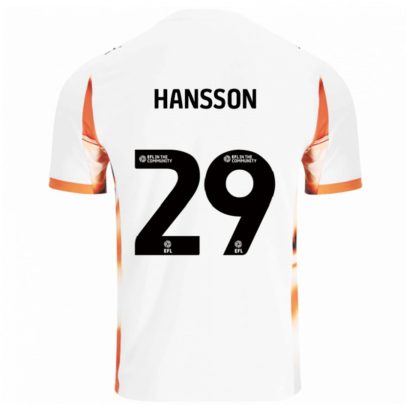 Danxen Mujer Camiseta Emil Hansson #29 Blanco Naranja Negro 2ª Equipación 2025/26 La Camisa